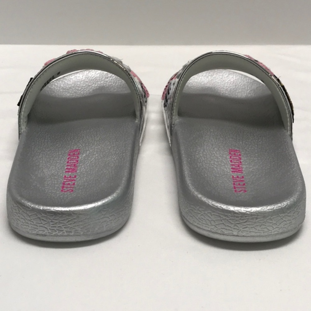 Steve Madden Girl Squad Silver Slides - Picture 6 of 7